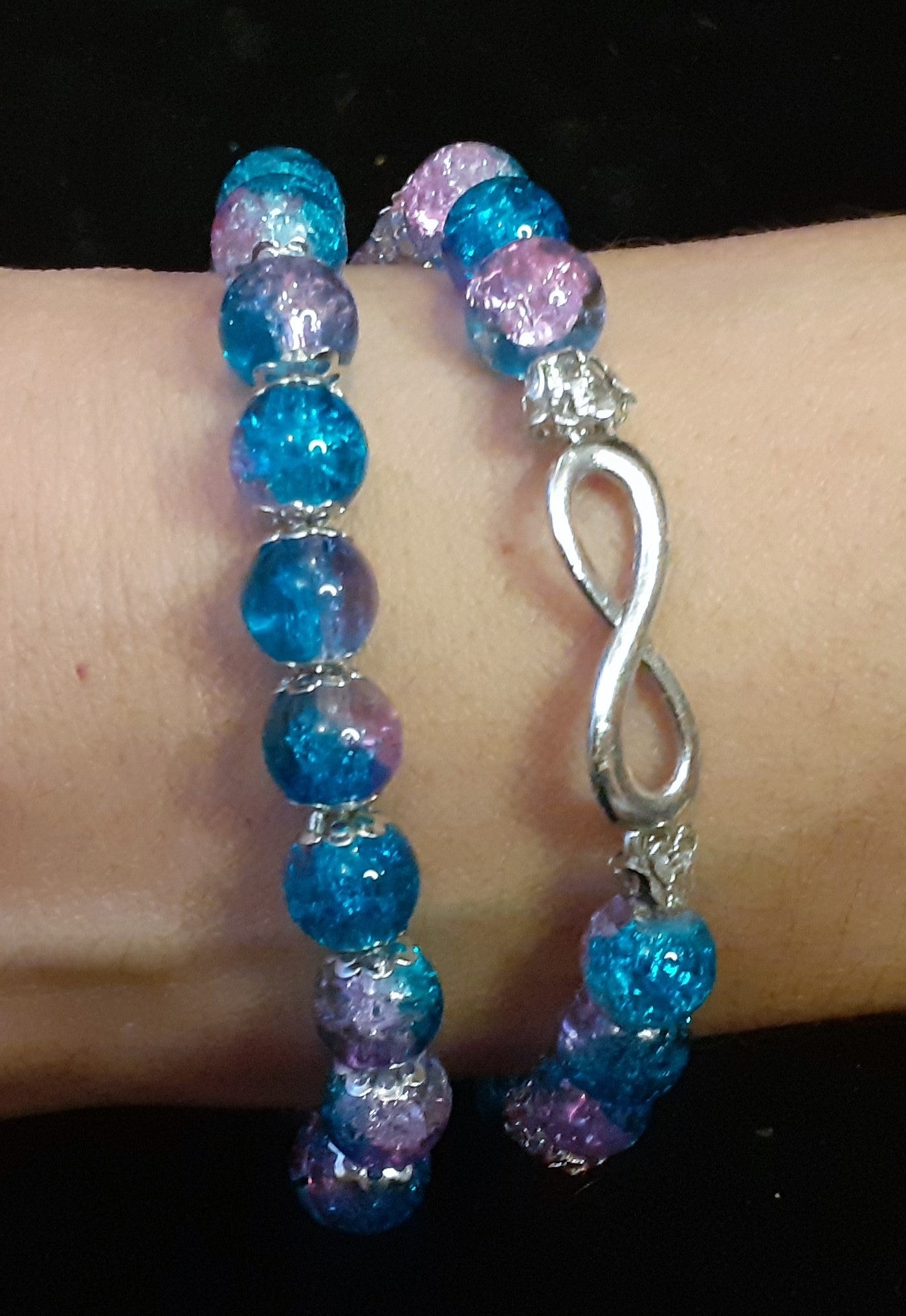 Infini Bracelet en perles de verre craquelé - Fait main (le lot de 2)