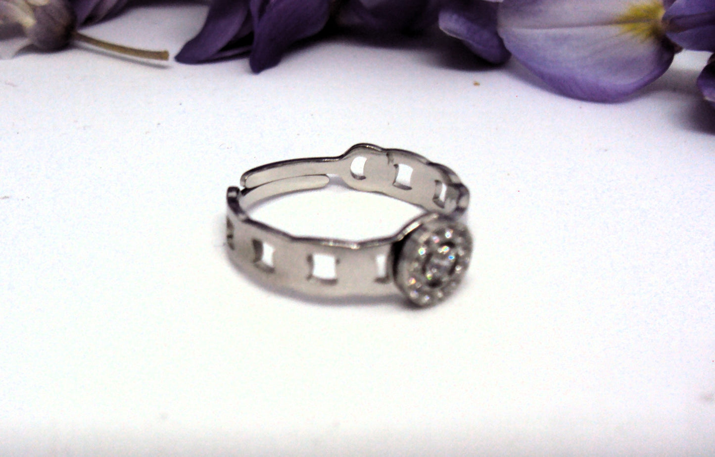 Ambre la bague ajustable argentée
