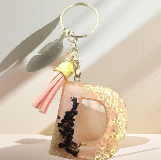 Porte-clés lettre D en résine