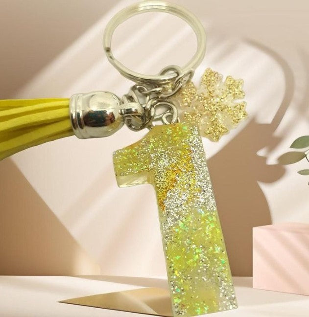 Porte-clés chiffre 1 en résine pièce unique