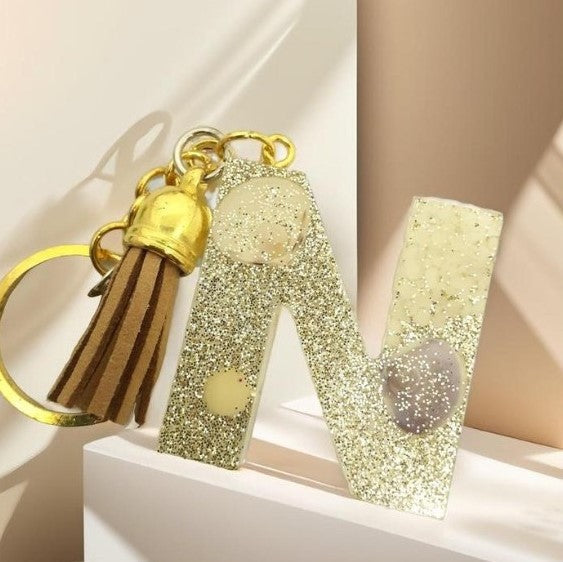 Porte-clés lettre N en résine