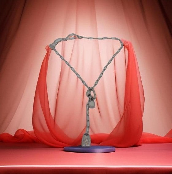 Ambre collier Y cadenas argenté et zircon