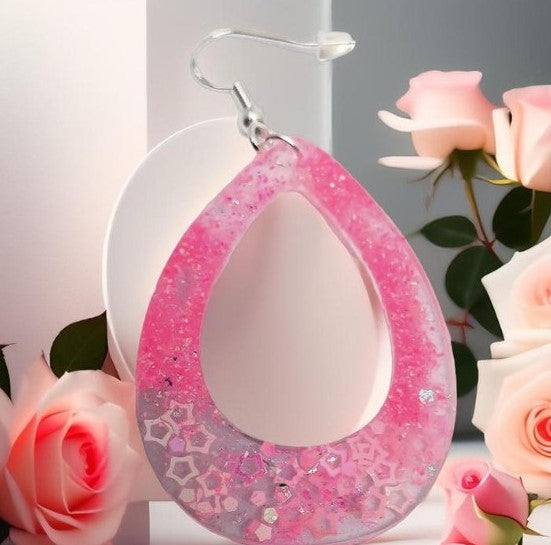 Ines Boucle d'oreille en résine pièce unique fait main