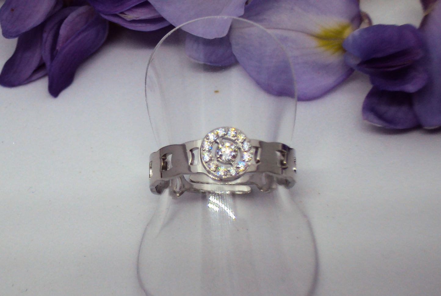 Ambre la bague ajustable argentée