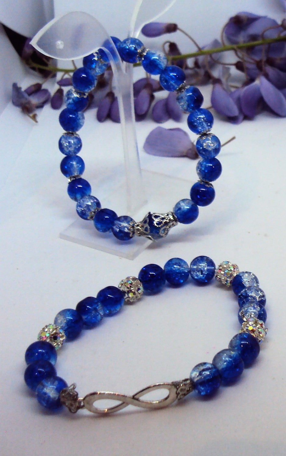 Infini Bracelet en perles de verre craquelé - Fait main (le lot de 2)