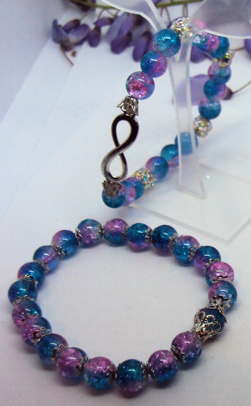 Infini Bracelet en perles de verre craquelé - Fait main (le lot de 2)