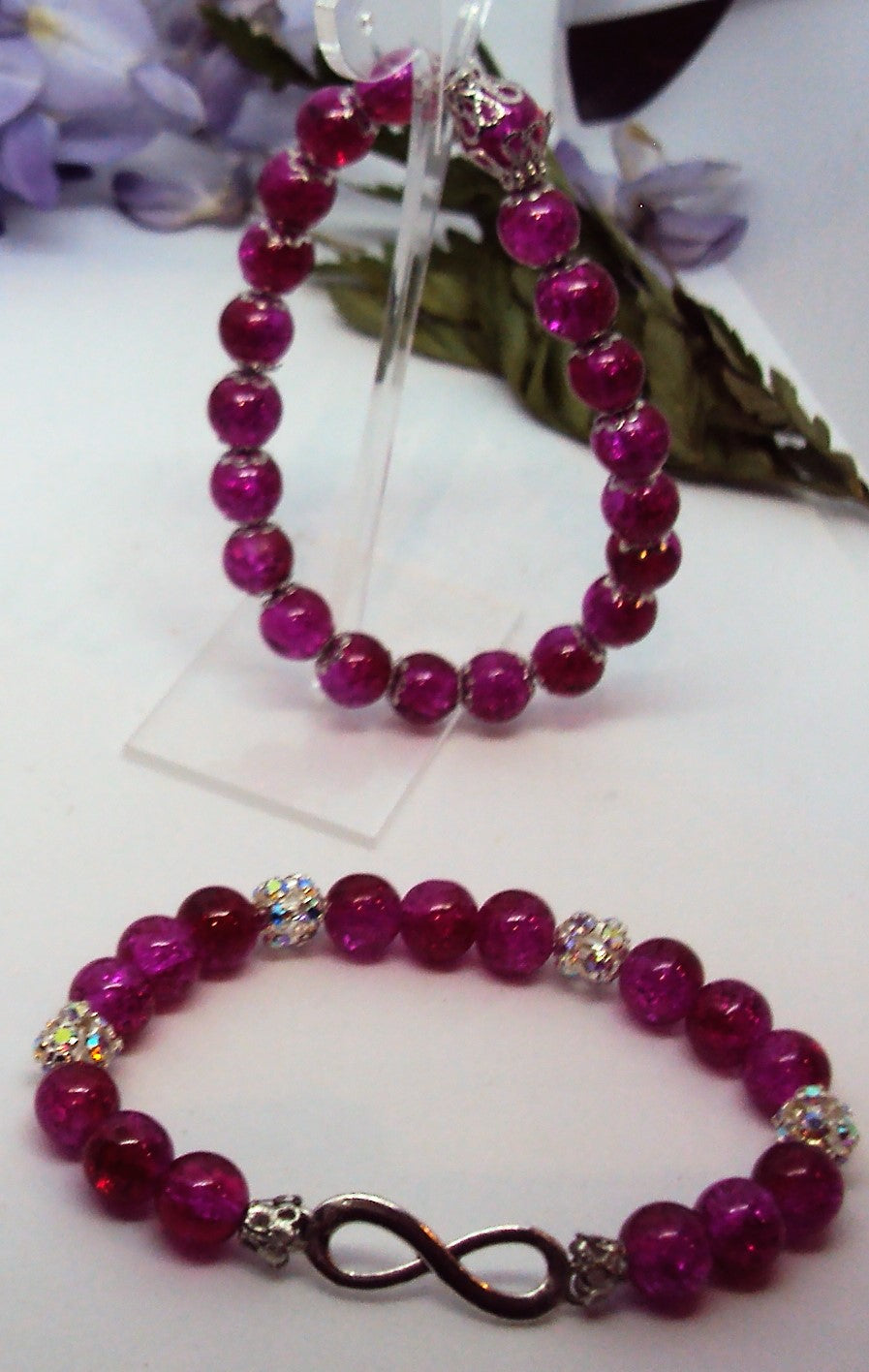 Infini Bracelet en perles de verre craquelé - Fait main (le lot de 2)