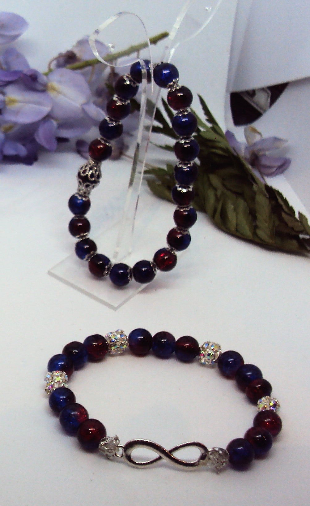 Infini Bracelet en perles de verre craquelé - Fait main (le lot de 2)