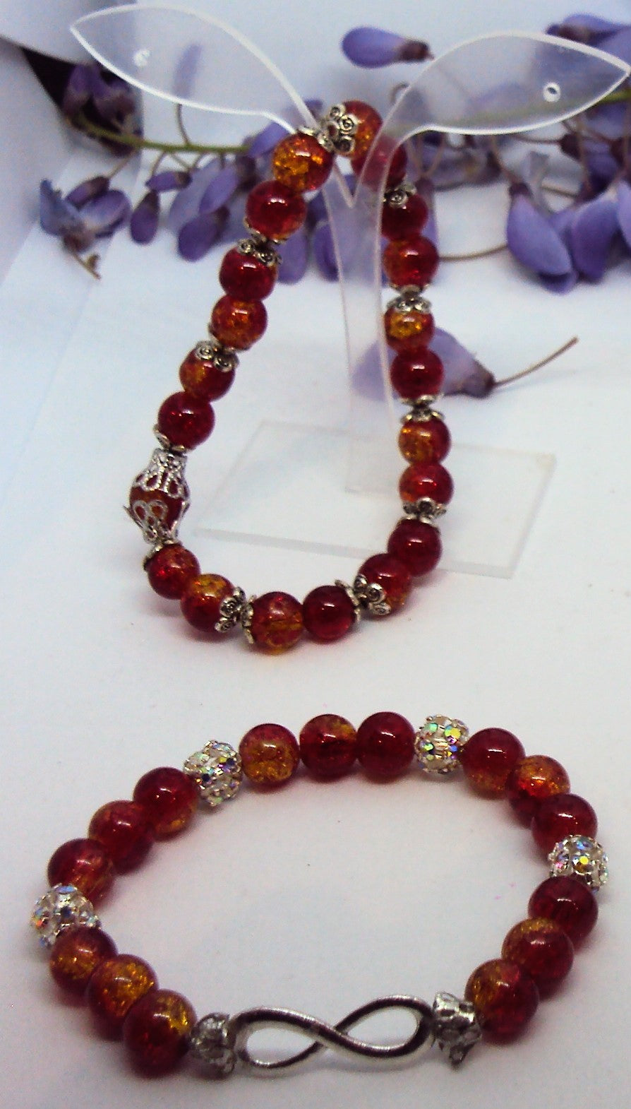 Infini Bracelet en perles de verre craquelé - Fait main (le lot de 2)