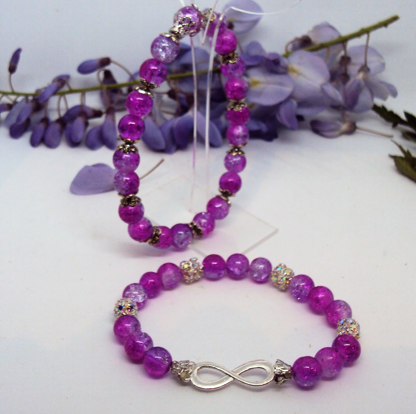 Infini Bracelet en perles de verre craquelé - Fait main (le lot de 2)