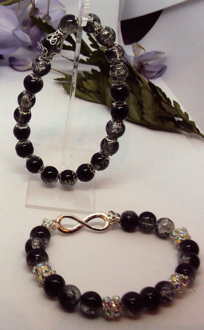 Infini Bracelet en perles de verre craquelé - Fait main (le lot de 2)