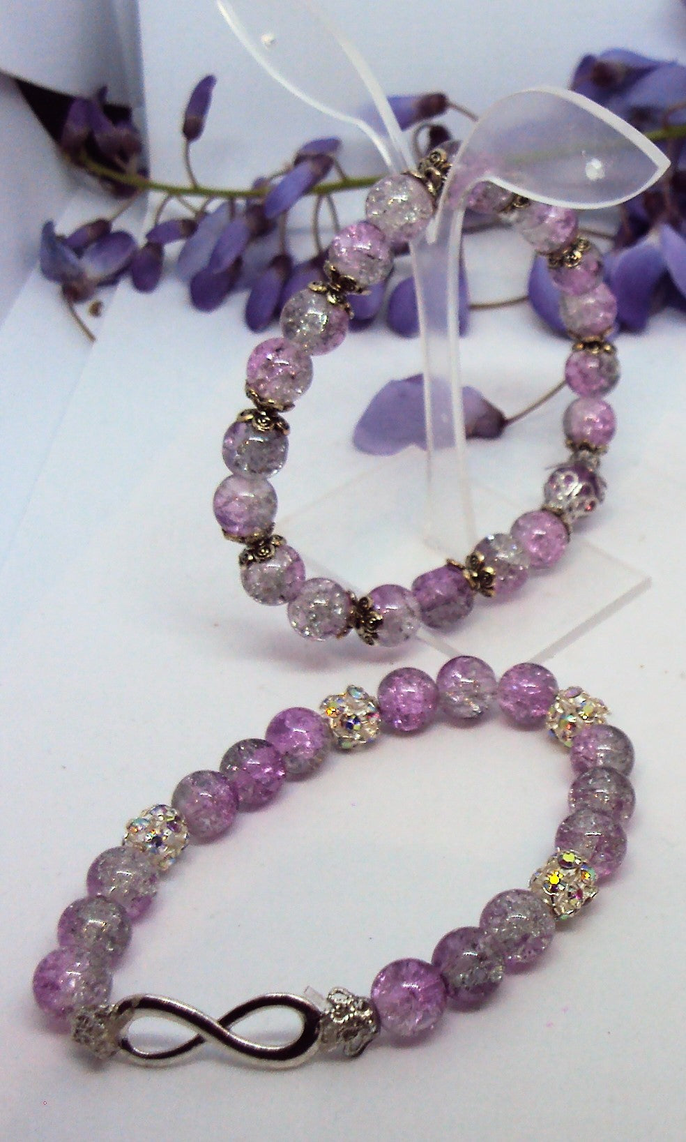 Infini Bracelet en perles de verre craquelé - Fait main (le lot de 2)